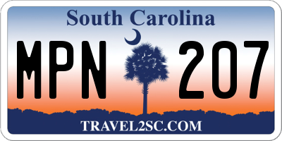 SC license plate MPN207