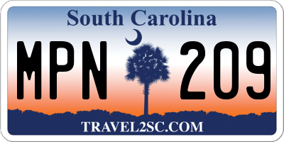 SC license plate MPN209