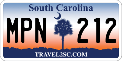 SC license plate MPN212