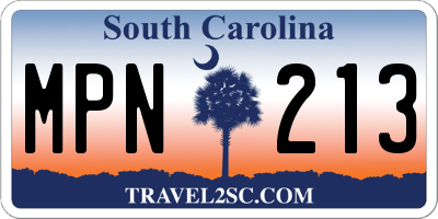 SC license plate MPN213