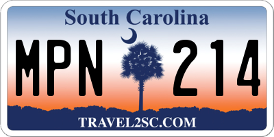 SC license plate MPN214