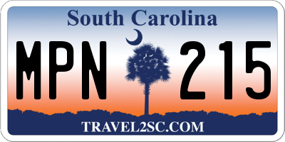 SC license plate MPN215