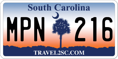 SC license plate MPN216