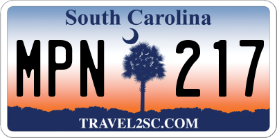 SC license plate MPN217