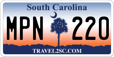 SC license plate MPN220
