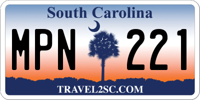 SC license plate MPN221