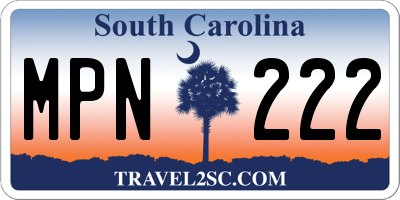 SC license plate MPN222