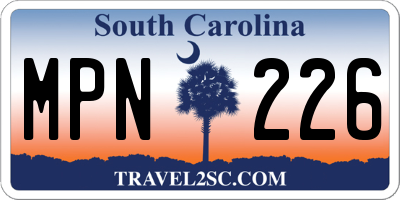 SC license plate MPN226