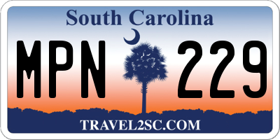 SC license plate MPN229