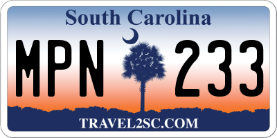 SC license plate MPN233