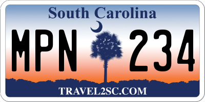 SC license plate MPN234