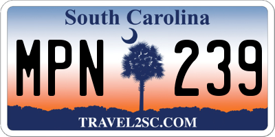 SC license plate MPN239