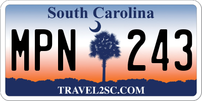 SC license plate MPN243