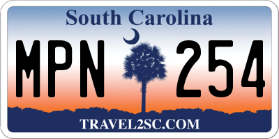 SC license plate MPN254