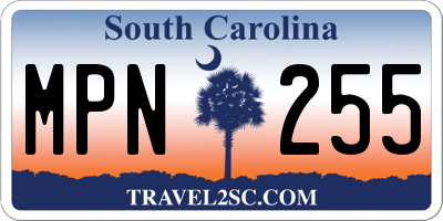 SC license plate MPN255