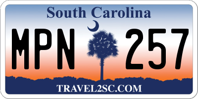 SC license plate MPN257