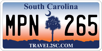 SC license plate MPN265
