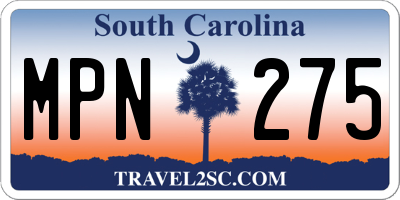 SC license plate MPN275