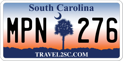 SC license plate MPN276