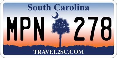 SC license plate MPN278