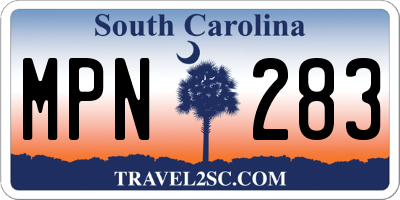 SC license plate MPN283