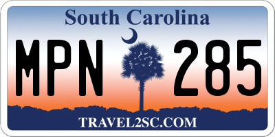 SC license plate MPN285