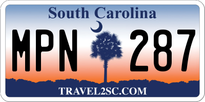 SC license plate MPN287