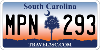 SC license plate MPN293