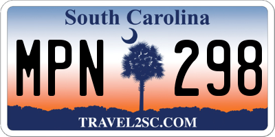 SC license plate MPN298