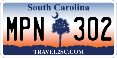 SC license plate MPN302