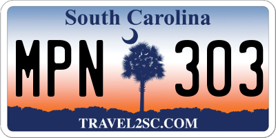 SC license plate MPN303