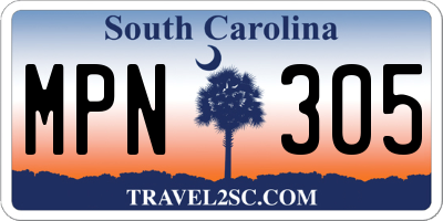 SC license plate MPN305