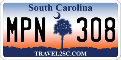 SC license plate MPN308