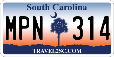 SC license plate MPN314