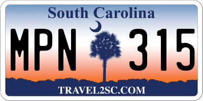 SC license plate MPN315