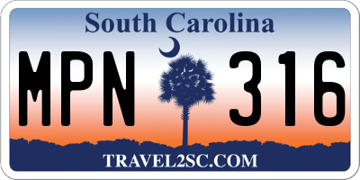 SC license plate MPN316