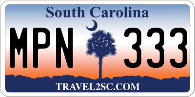 SC license plate MPN333