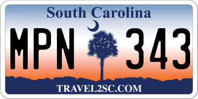SC license plate MPN343