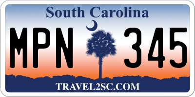 SC license plate MPN345