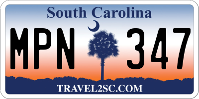 SC license plate MPN347