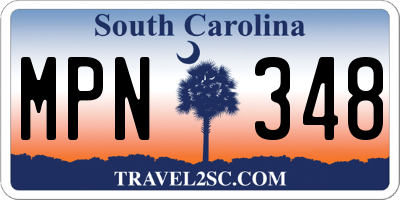 SC license plate MPN348