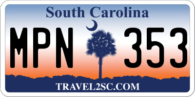 SC license plate MPN353
