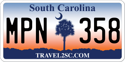 SC license plate MPN358