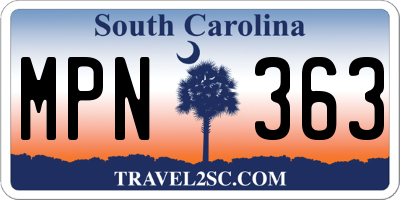 SC license plate MPN363