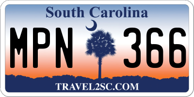 SC license plate MPN366