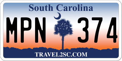 SC license plate MPN374