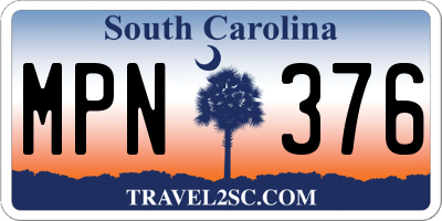 SC license plate MPN376