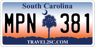SC license plate MPN381