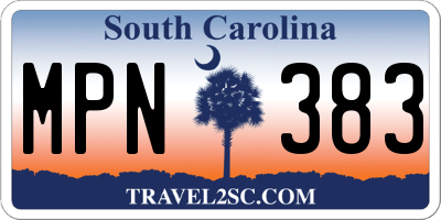 SC license plate MPN383