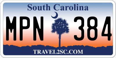 SC license plate MPN384